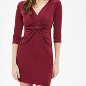 Forever21 knotted burgundy cocktail dress